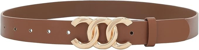 Women Belt for Jeans Dress Cinch Waist Belt for Ladies Faux Leather Belt with Gold Buckle | Amazon (US)