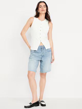 Mid-Rise Baggy Jean Bermuda Shorts -- 9-inch inseam | Old Navy | Old Navy (US)
