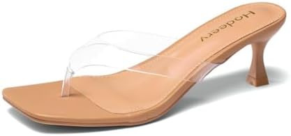 Women‘s Clear Strap Kitten Heels 2.5 Inch Square Open Toe Flip Flop Sandals Comfortable Low Hee... | Amazon (US)