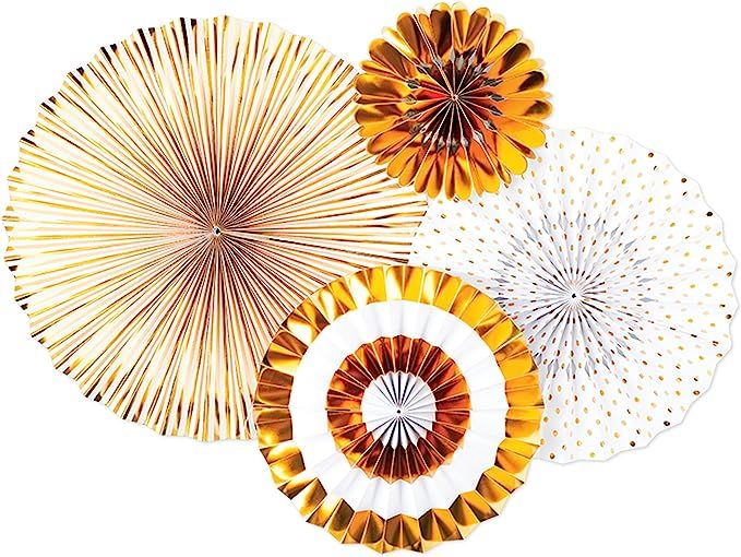 My Mind's Eye - Fancy Gold Paper Party Fans - 4 Count - Decorations | Amazon (US)