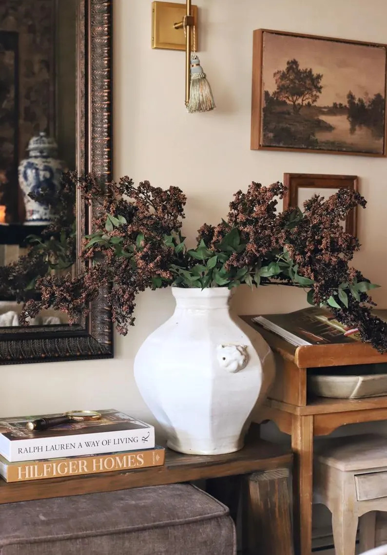 43'' Fall Artificial Berry Stem,Tall Faux Burgundy Branches,Rustic Wabi Sabi Decor,Farmhouse Vase... | Etsy (Global)
