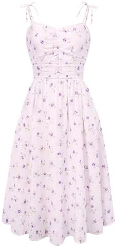 Belle Poque Women Spring Summer Wedding Guest Dress 2026 Floral Midi Tea Party Spaghetti Ruched S... | Amazon (US)