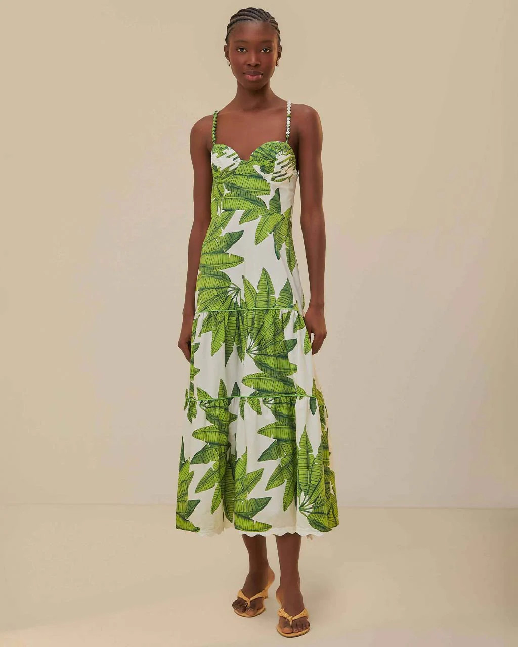 Off-White Palm Fan Midi Dress | ban.do