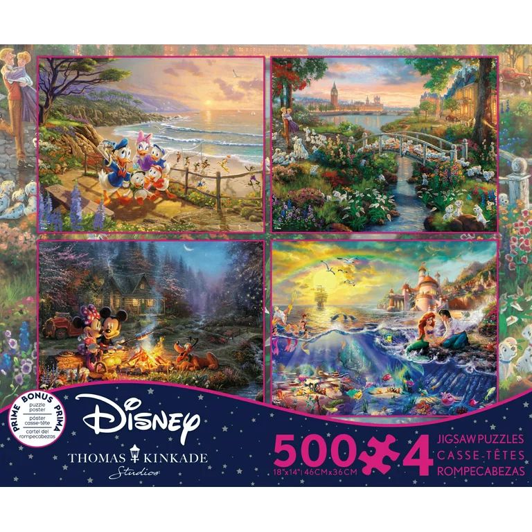 Ceaco Four 500-Piece Thomas Kinkade Disney Multipack Interlocking Jigsaw Puzzle | Walmart (US)