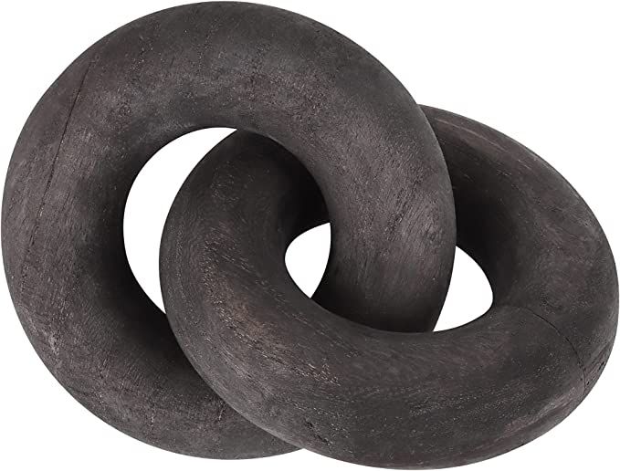 Black Wood Knot Décor Accent 2-Link Chain Object | Modern for Bookshelf Shelf Coffee Table | Hom... | Amazon (US)