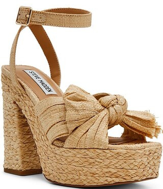 Romey Raffia Bow Knot Detail Platform Dress Sandals | Dillard's