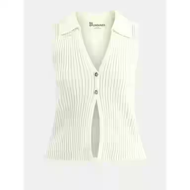 No Boundaries Button-Front Sweater Vest Top, Women's | Walmart (US)