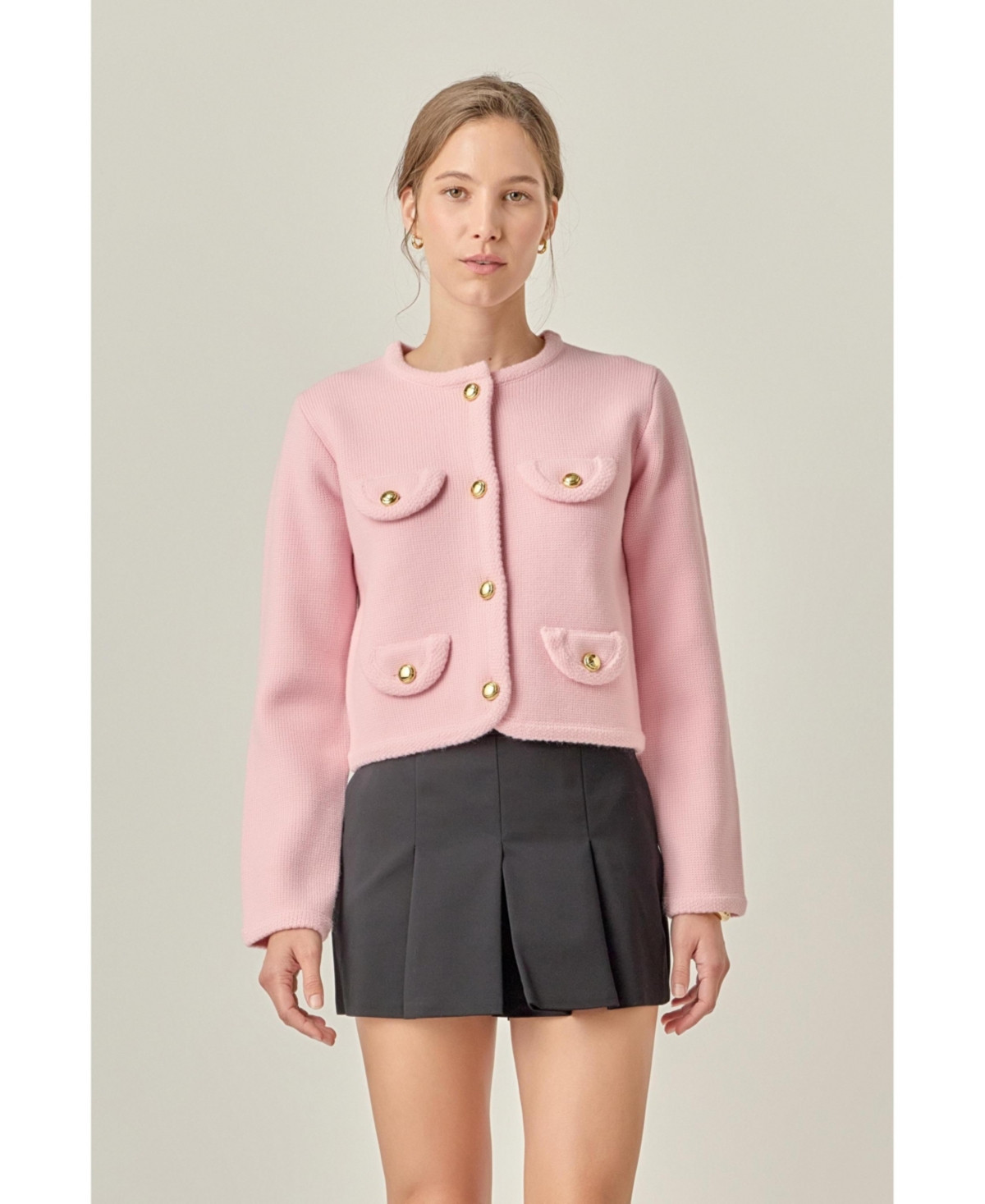 English Factory Women's Round Hem Cardigan - Pink | Macy's