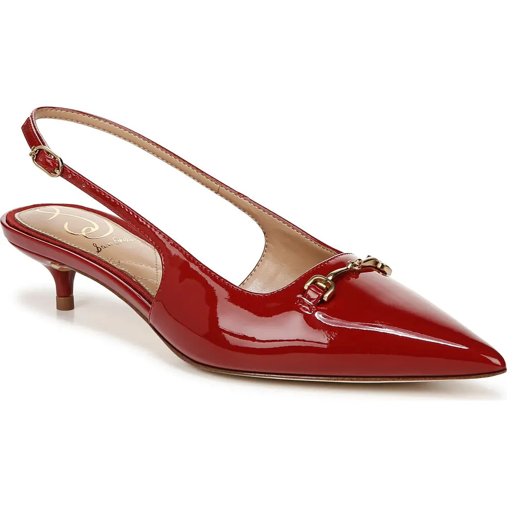 Sam Edelman Farrah Kitten Heel Pointed Toe Slingback Pump in Red Mahogany at Nordstrom, Size 5.5 | Nordstrom