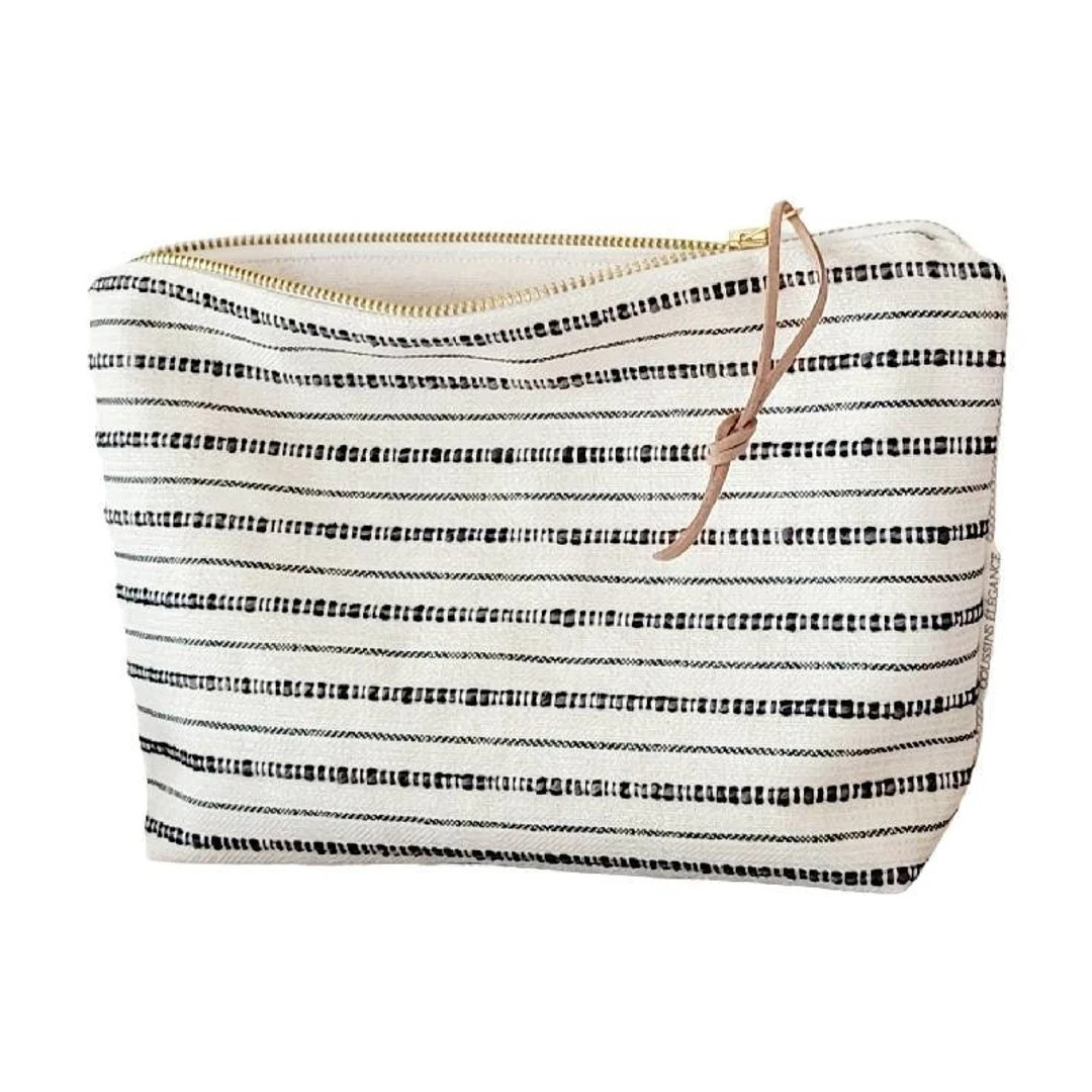 Modern makeup bag, cream and black striped makeup bag, unique cosmetic bag, make up bag gifts, un... | Etsy (US)