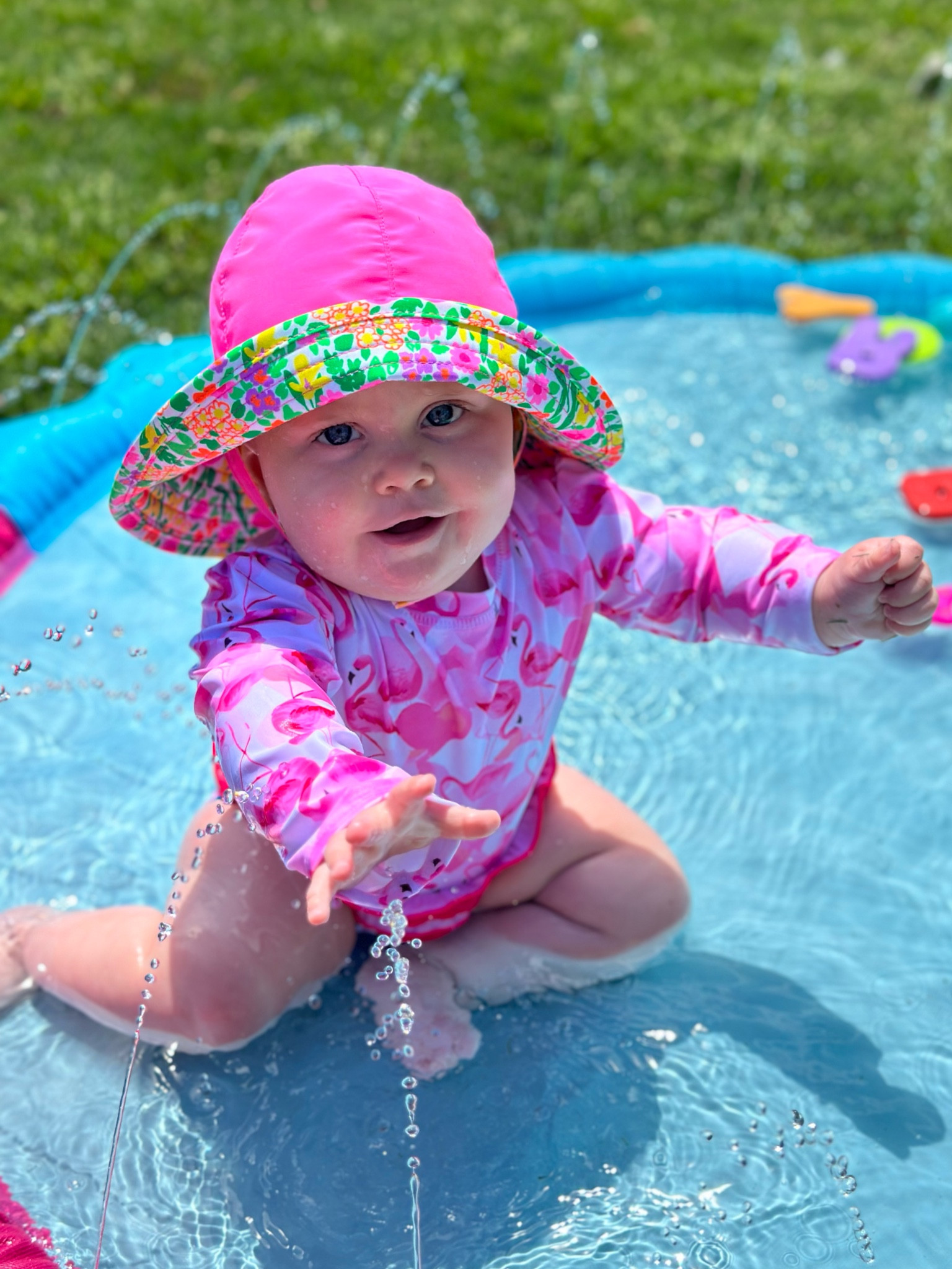 Warm spring days🩷🌸👙

Baby, baby girl, splash pad, hat, summer, spring, water, swimsuit, upf 50, water toys, outdoor fun, flamingo swimsuit 

#LTKKids #LTKBaby #LTKSwim