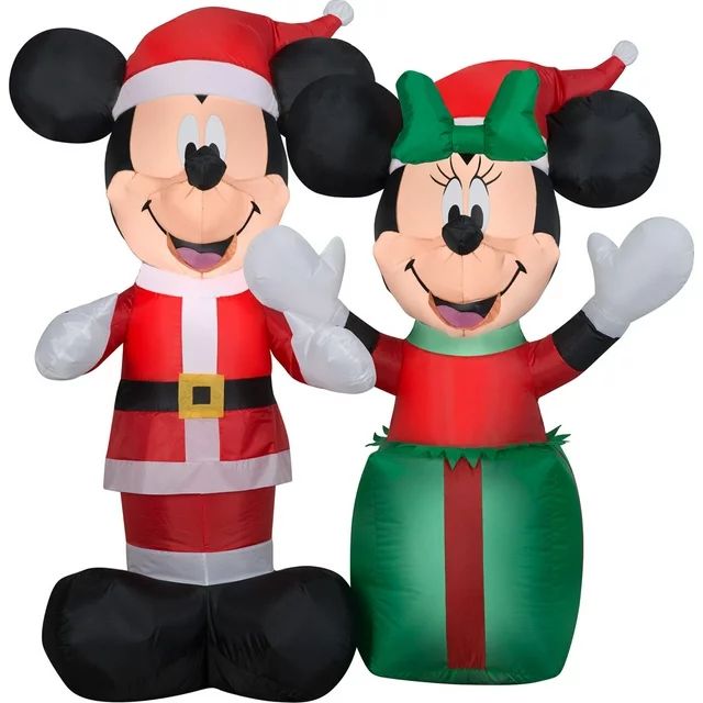 4 ft. H Christmas Yard Inflatables Disney Santa Mickey/Minnie Scene | Walmart (US)