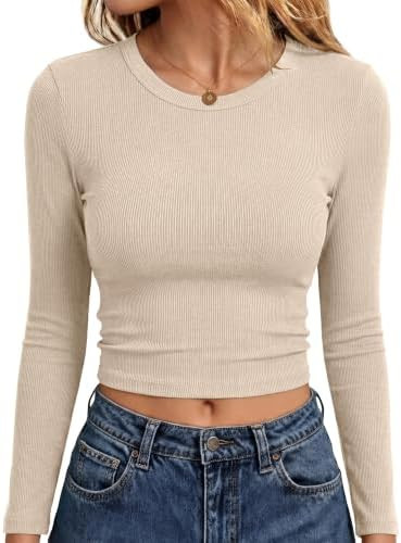 ANRABESS Crop Top Long Sleeve Shirts for Women | Amazon (US)