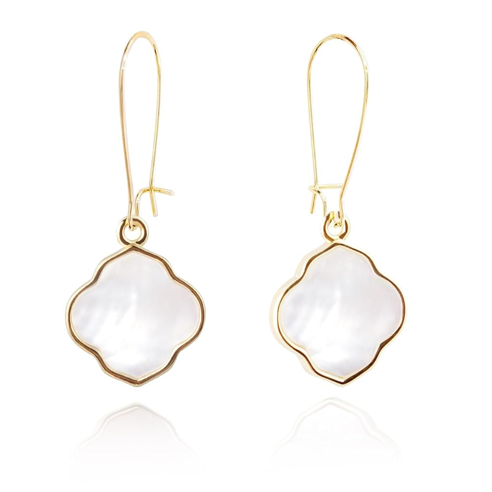 Earrings for Women14K Gold Drops Dangle Pendant Natural Stone Natural shell of Pearl Earrings Han... | Amazon (US)