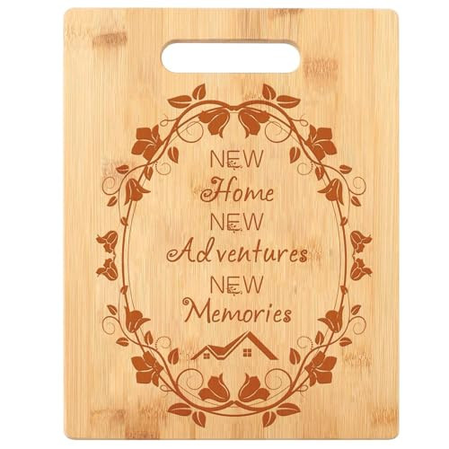 New Home New Adventures New Memories Cutting Board,Personalized Charcuterie Board Laser Engraved Bamboo Cutting Board for New Home Gift (13” x 9.5”) | Amazon (US)