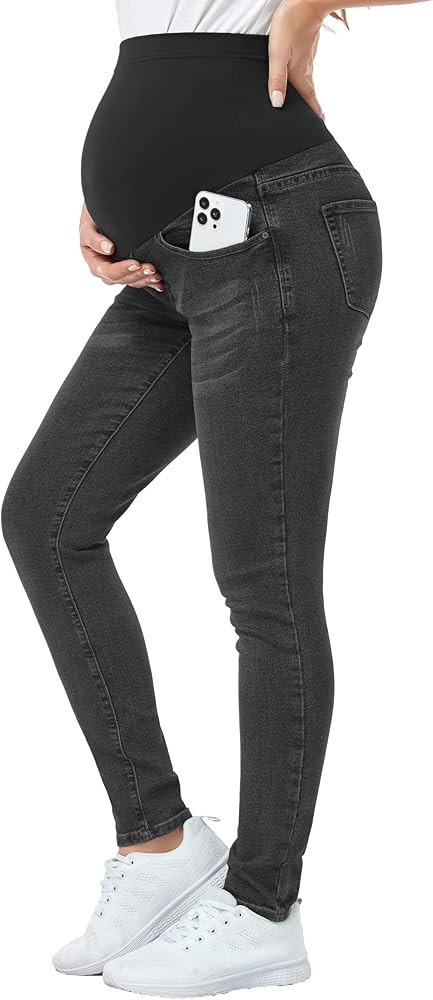 PACBREEZE Women's Maternity Jeans Over Belly Skinny Stretchy Denim Pants Comfy Slim Pregnancy Pan... | Amazon (US)