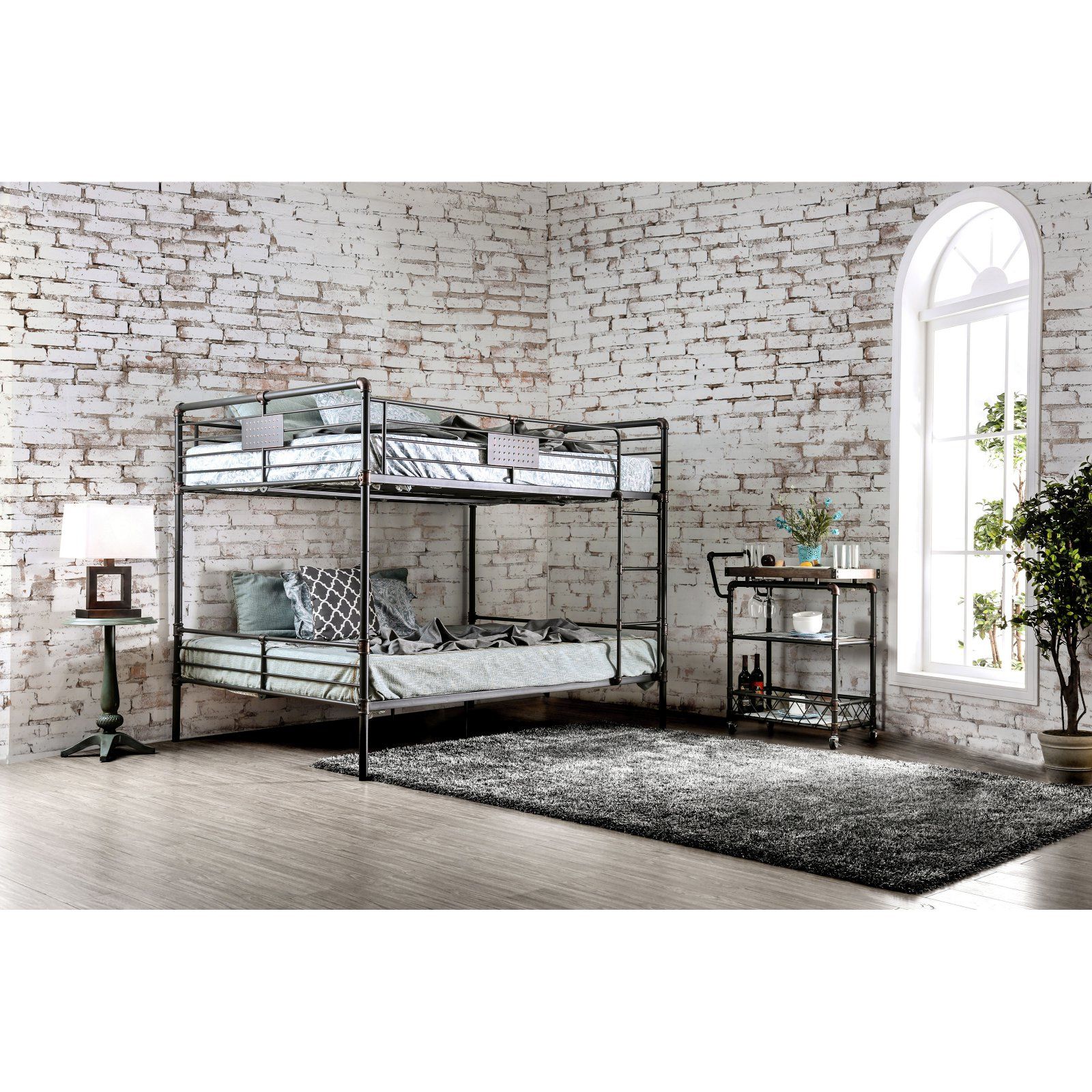 Furniture of America Rilie Metal Bunk Bed Queen-over-Queen, Black - Walmart.com | Walmart (US)