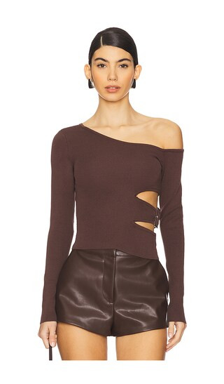 Romina Long Sleeve Top in Brown | Revolve Clothing (Global)