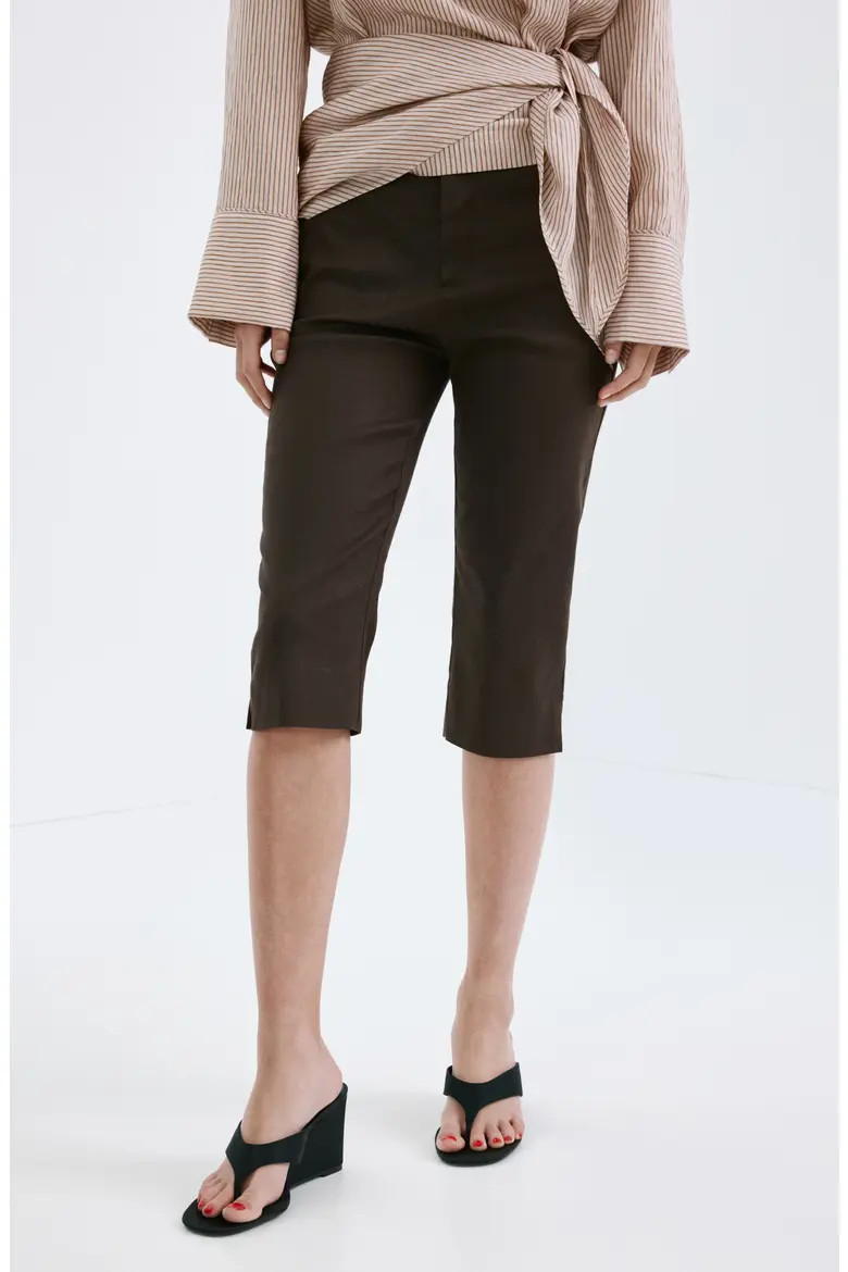 MANGO Stretch Linen & Cotton Capri Pants (Women) | Nordstrom | Nordstrom
