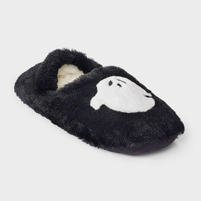 Women's Halloween Ghost Faux Fur Slipper Socks with Grippers - Hyde & EEK! Boutique™ Black M/L | Target