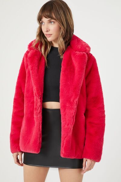 Notched Faux Fur Coat | Forever 21 (US)