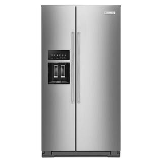 KitchenAid 36 in. W 24.8 cu. ft. Side by Side Refrigerator with Exterior Ice and Water in PrintSh... | The Home Depot