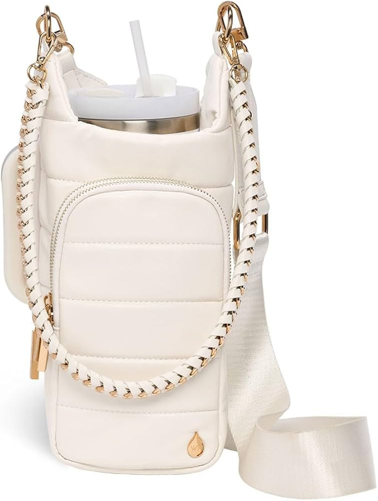 WanderFull HydroBag Handle\u00ae, Vegan Leather Hands-Free Crossbody 40 Oz Water Bottle Carrier w... | Amazon (US)