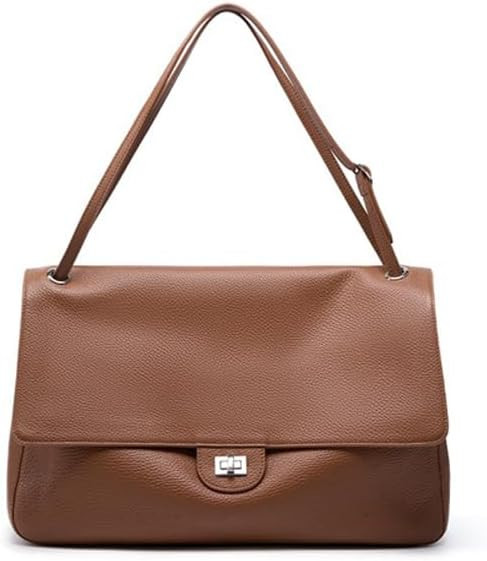 Genuine Leather Flap Shoulder Bag for Women, Slouchy Underarm Handbag | Amazon (US)
