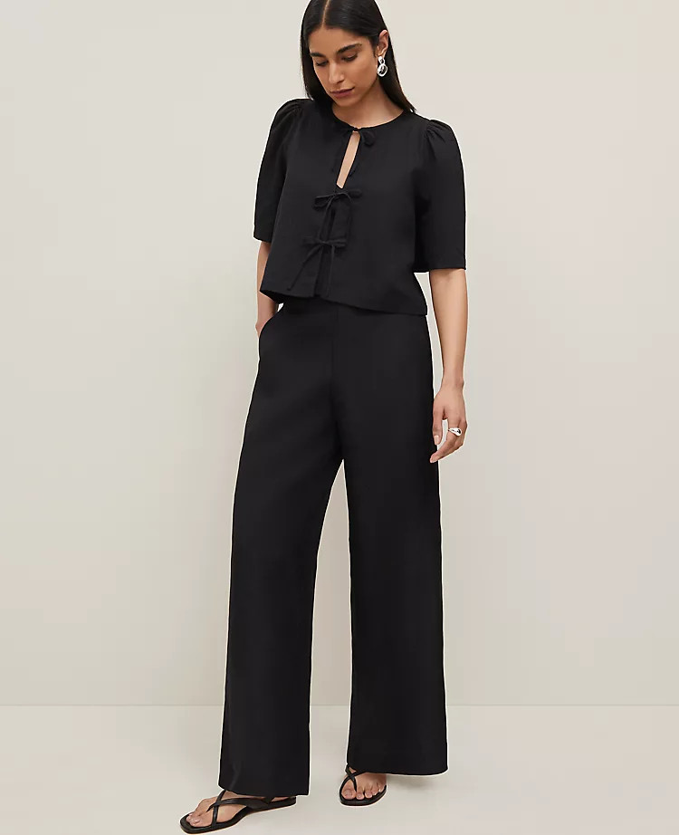 The Easy Palazzo Pant in Linen Blend | Ann Taylor
