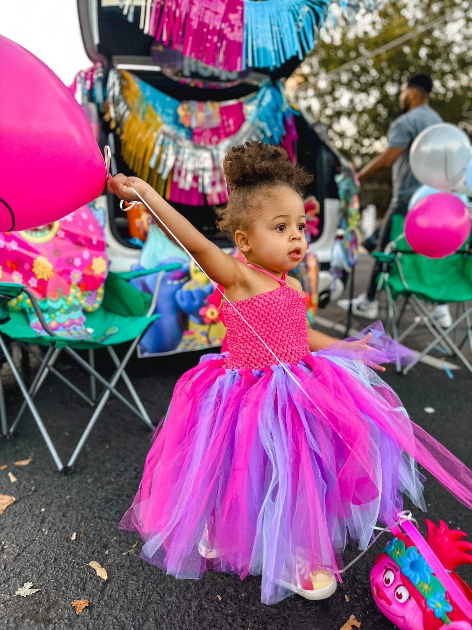 strapless open back dress Poppy Troll Costume for Little Girls | Poppy Troll Dress | Poppy Troll Halloween Girl Costume main image 1