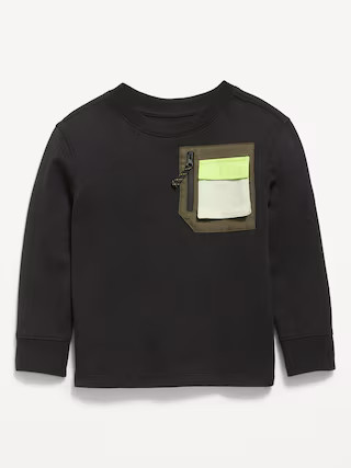 Oversized Long-Sleeve Utility Pocket T-Shirt for Toddler Boys | Old Navy (US)