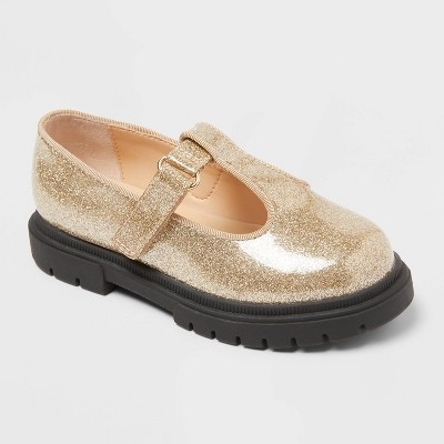 Toddler Girls' Wende T-Strap Mary Jane Flats - Cat & Jack™ Gold 12T | Target