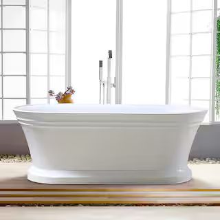 Versailles 59 in. Acrylic Flatbottom Freestanding Bathtub in Pure White | The Home Depot