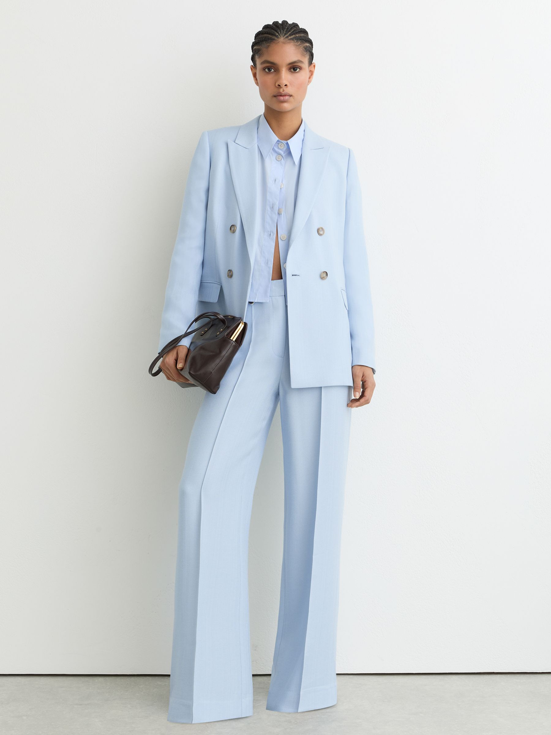 Reiss Wide-Leg Suit Trousers in Blue | REISS | Reiss US