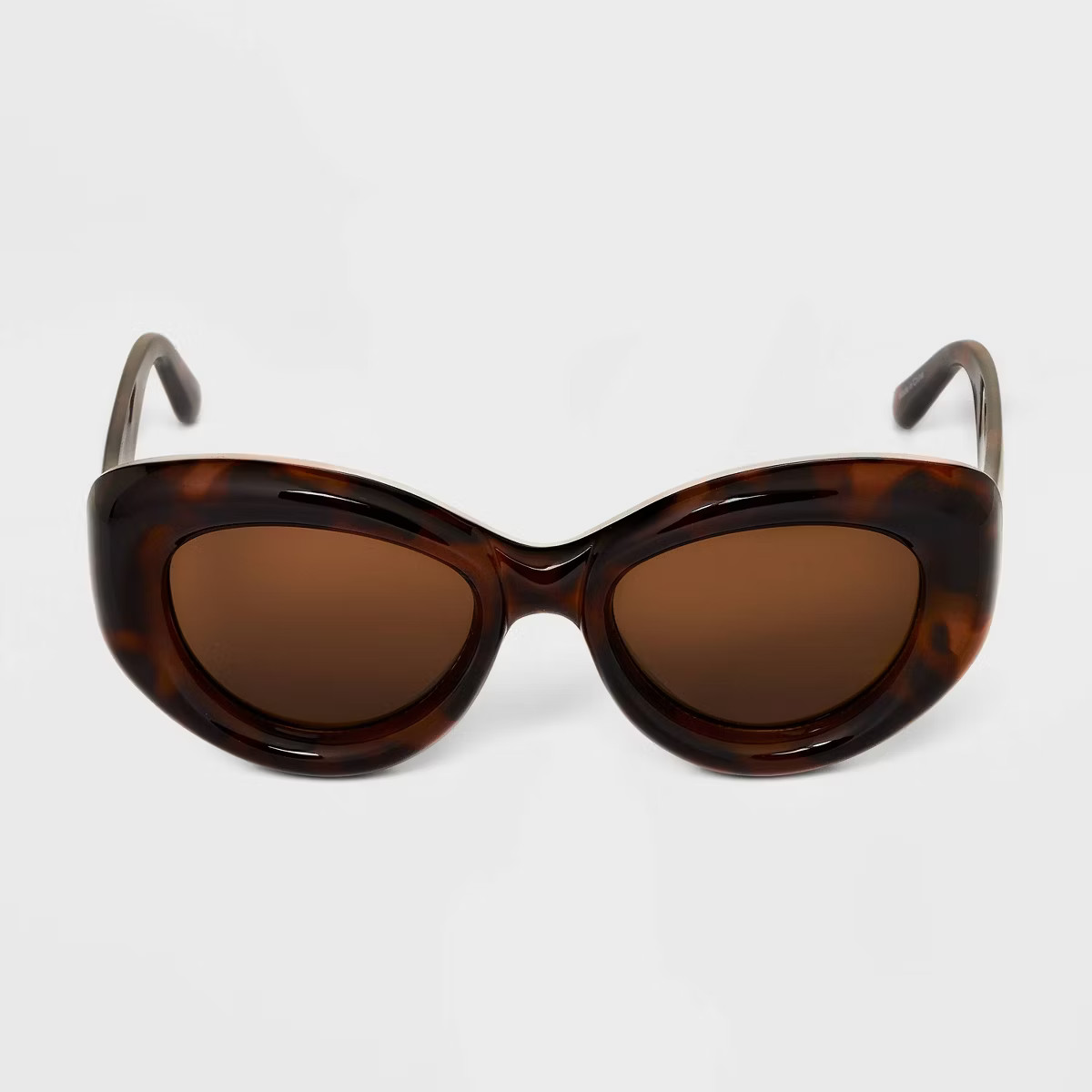 Women's Bubble Round Cateye Sunglasses - A New Day™ Brown/Tortoise Print | Target