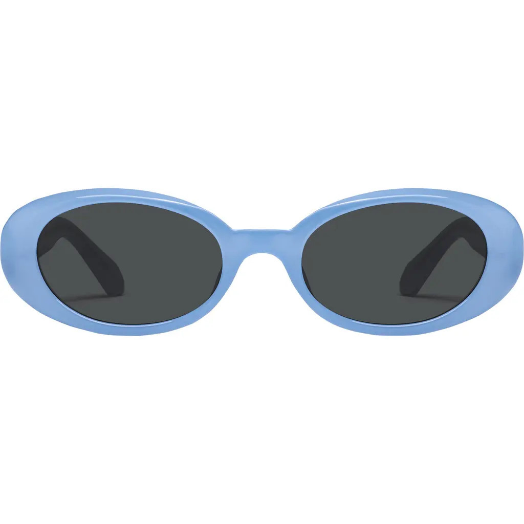 QUAY Felt Cute 52mm Gradient Small Oval Sunglasses in Hydrangea/Smoke at Nordstrom | Nordstrom