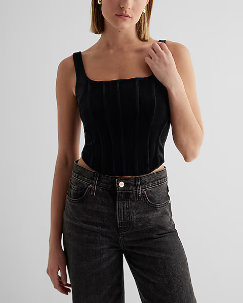 Body Contour Velvet Corset Cropped Tank | Express