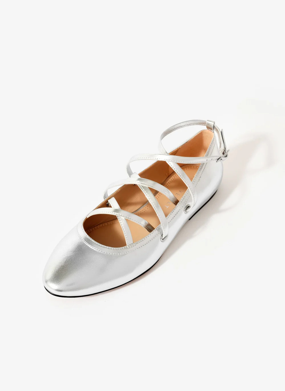 Lyra Silver Leather Lace Up Ballet Pumps | Mint Velvet