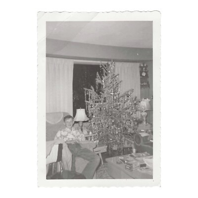 Vintage Snapshot Photo Nostalgic Christmas Tree Tinsel Xmas Retro Living Room | eBay CA