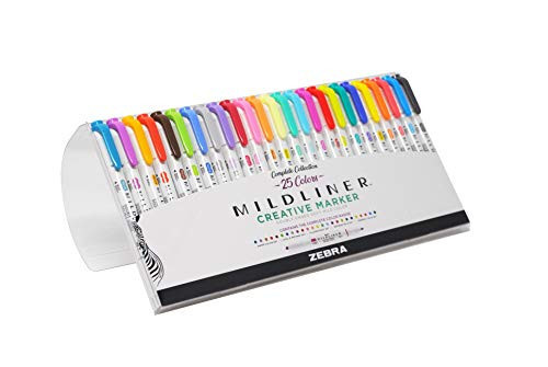 Zebra Pen Mildliner Double Ended Highlighter Set, Broad and Fine Point Tips, Assorted Ink Colors, 25-Pack | Amazon (US)