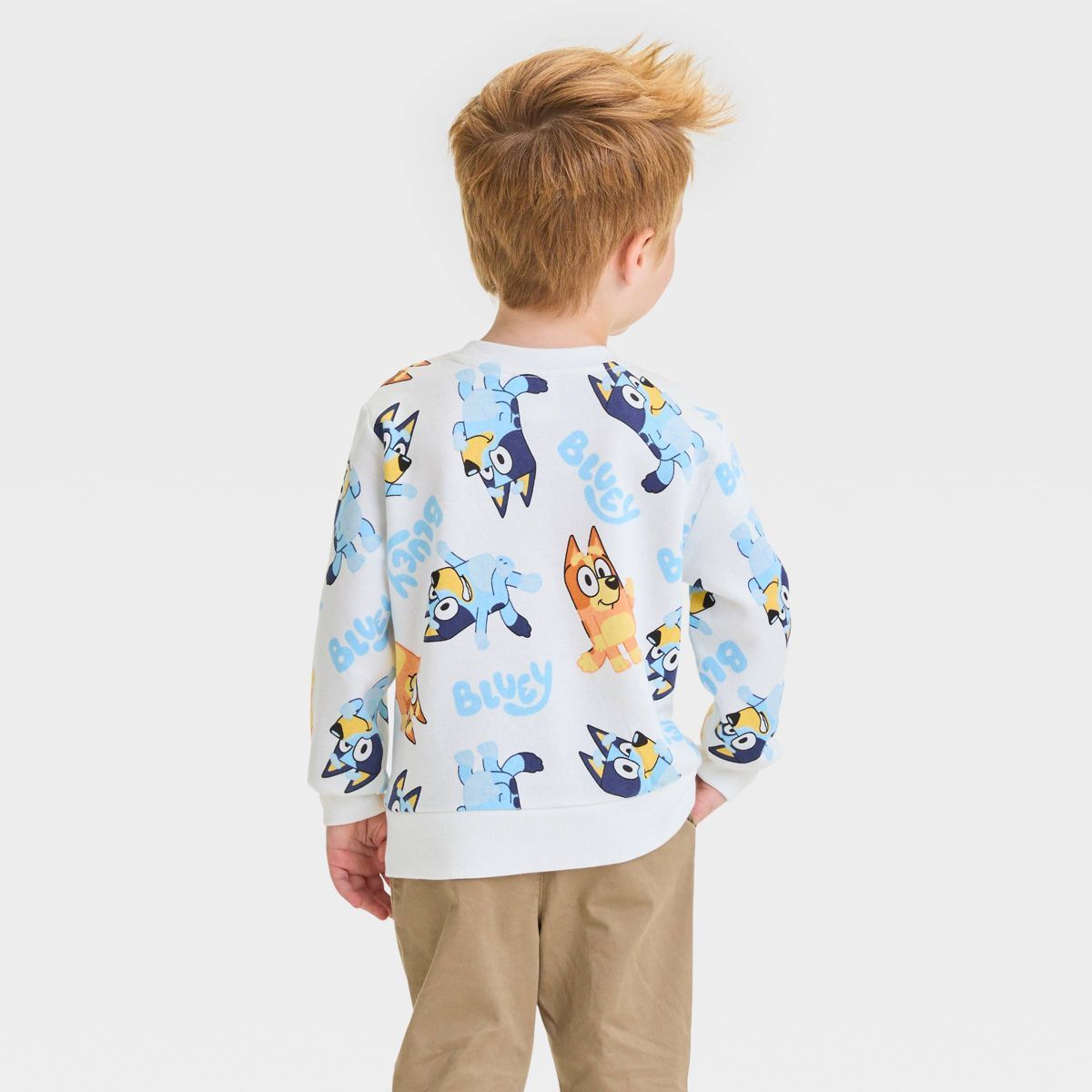 Toddler Boys' Bluey Printed Pullover Sweatshirt - Cream | Target