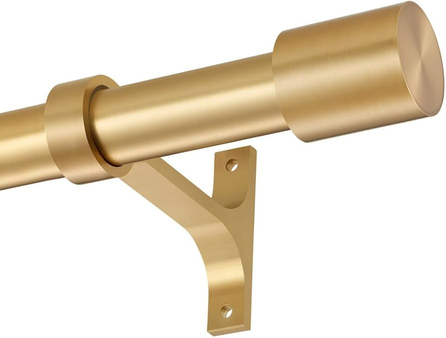 Warm Gold Curtain Rods for Window 72-144", Decorative With Cap Finials, Telescoping Single Draper... | Amazon (US)