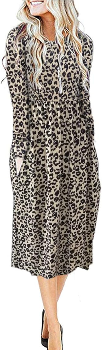 MISFAY Women's Casual Long Sleeve Dresses Empire Waist Loose Dress with Pockets | Amazon (US)