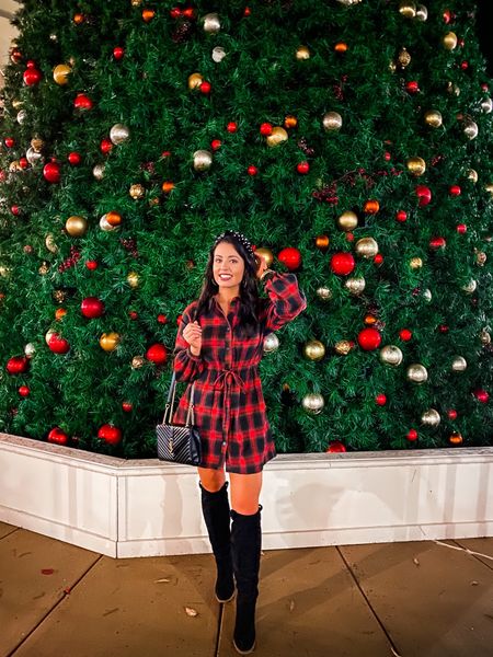 The most perfect amazon dress for holiday events, Christmas pictures and more! Under $40 and comes in multiple colors— wearing a small, under $85 black heeled knee high boots and under $10 pearl headband! #founditonamazon 

#LTKHoliday #LTKshoecrush #LTKunder50