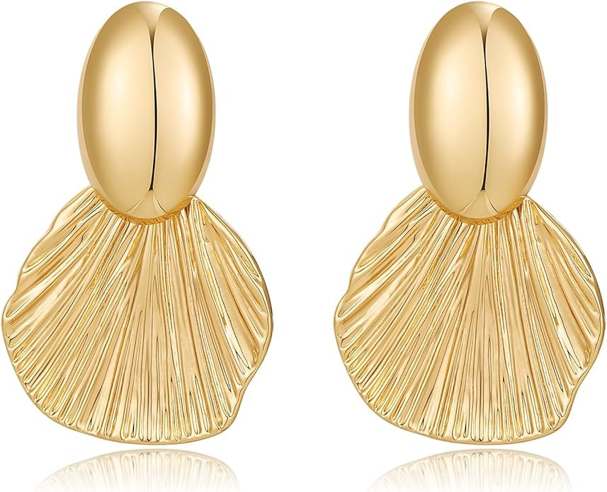 Gold/Silver Shell Dangle Earrings for Women Seashell Drop Dangle Earrings Ocean Beach Earrings Su... | Amazon (US)