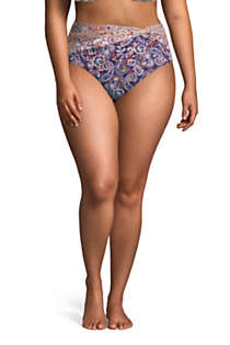 Women's Plus Size Chlorine Resistant Twist Front Retro High Waisted Bikini Bottoms | Lands' End (US)