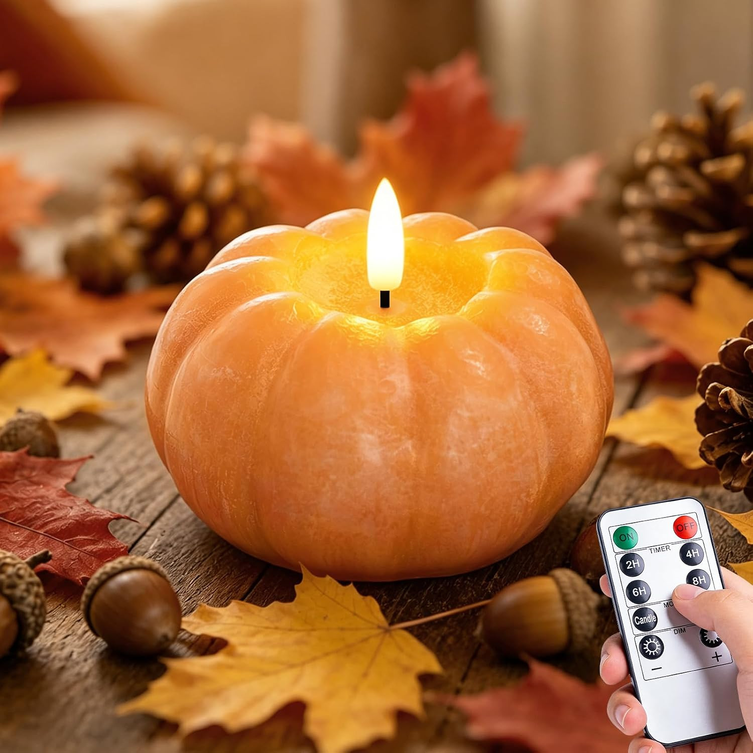Fall Decor, Fall Decorations for Home, Flameless Pumpkin Candle, Orange 1Pc | Amazon (US)