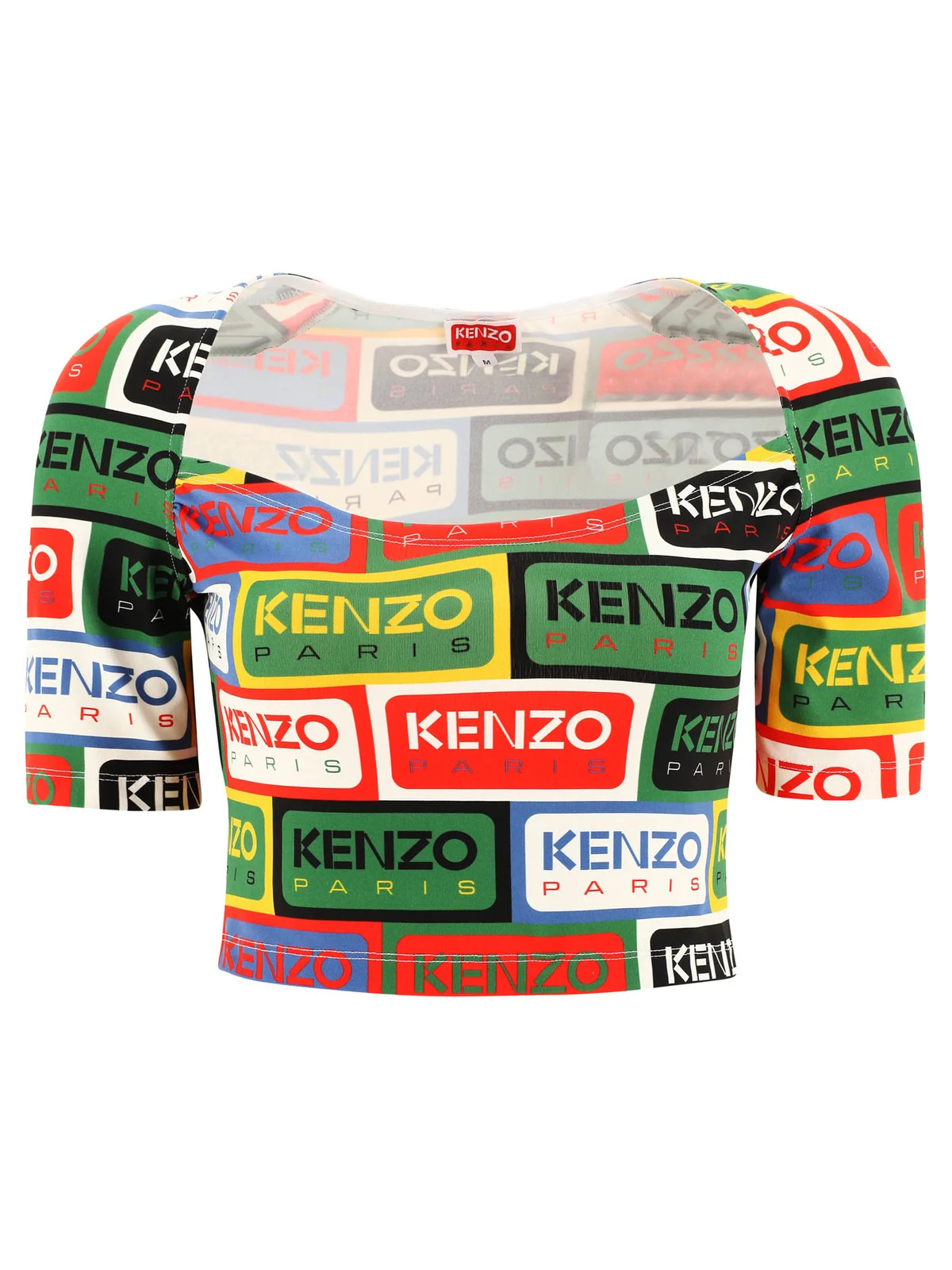 Kenzo All-Over Logo Printed Crewneck Crop Top | Cettire Global