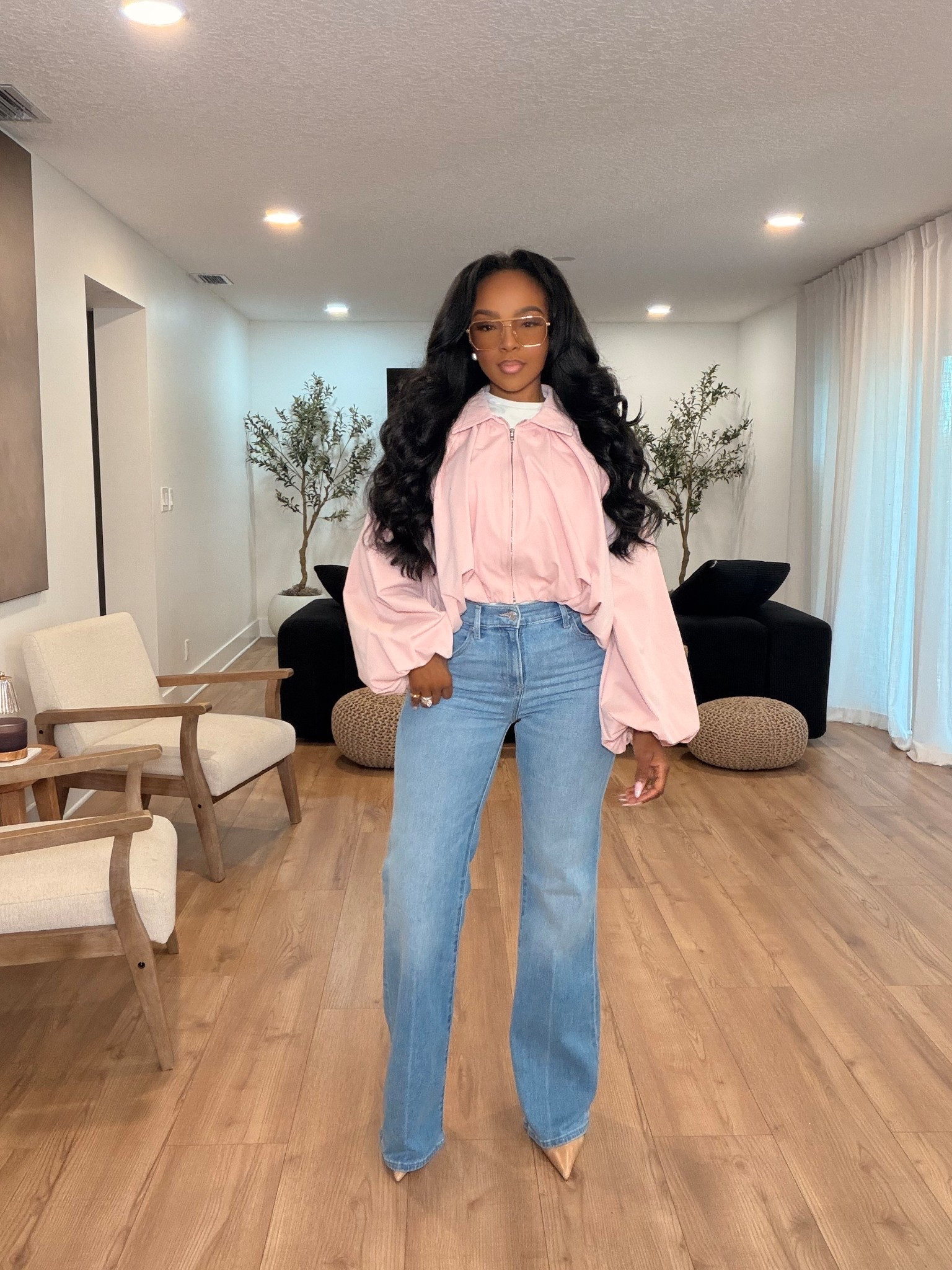 Scroll to shop this feminine outfit featuring a soft pink statement blouse paired with classic flare denim for a polished but effortless look. The volume sleeves add a fashion-forward touch while the structured denim keeps the outfit balanced and timeless, making these pieces easy to style multiple ways so the cost per wear continues to drop over time.

Perfect for brunch, casual meetings, spring outings, or elevated everyday outfits.

5'4" | 138 lbs | 34D bust | 27" waist | 40" hips

Follow me on Instagram and YouTube @kirasfashionfinds

#LTKSpringSale #LTKvlog #LTKootd