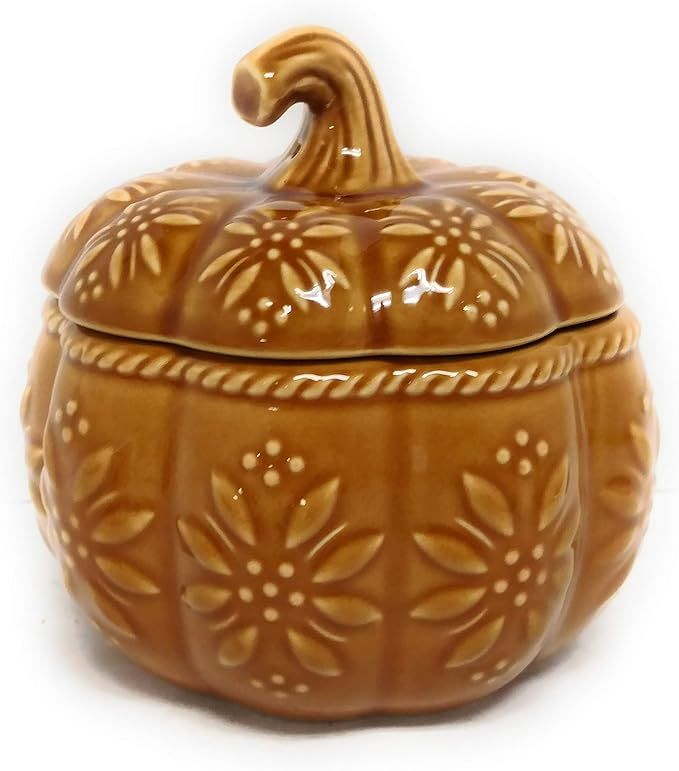 Temp-tations 12 oz Soup Bowl with Lid, Embossed Pumpkin, Dip, Single Serving (Old World Amber) H2... | Amazon (US)